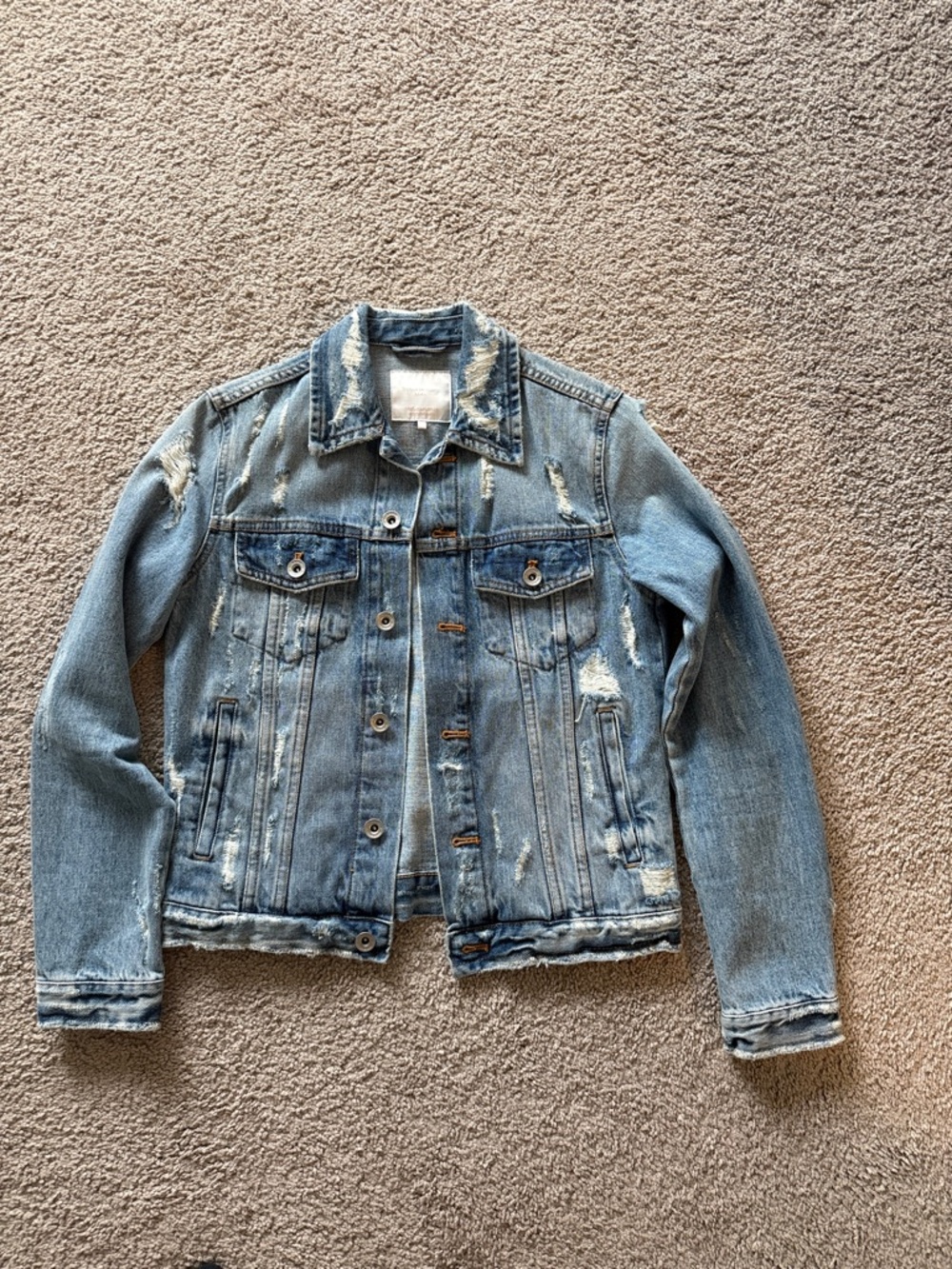 Zara Light Blue Denim Jacket with Subtle Distressing